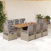 vidaXL 9 Piece Patio Dining Set with Cushions Beige Poly Rattan