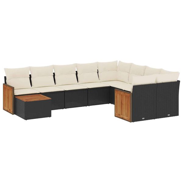 vidaXL Garden Sofa Set Black PE Rattan Large Modular