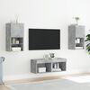 vidaXL 4 Piece TV Wall Stands with LED Lights Concrete Gray