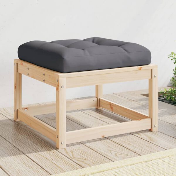 vidaXL Garden Footstool Natural wood and anthracite
