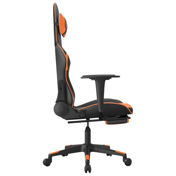vidaXL Gaming Chair with Footrest Black and Orange Faux Leather