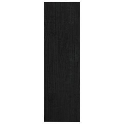 vidaXL Book Cabinet Black 27.6"x13"x43.3" Solid Wood Pine