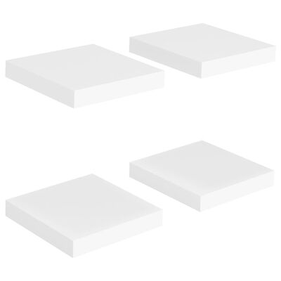 vidaXL Floating Wall Shelves 4 pcs White 9.1"x9.3"x1.5" MDF