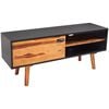 vidaXL TV Cabinet Black and Brown Solid Acacia Wood and MDF TV Cabinet