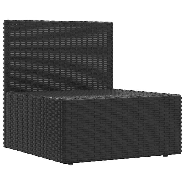 vidaXL Garden Middle Sofa Black PE rattan 21.3 in x 21.3 in x 21.7 in