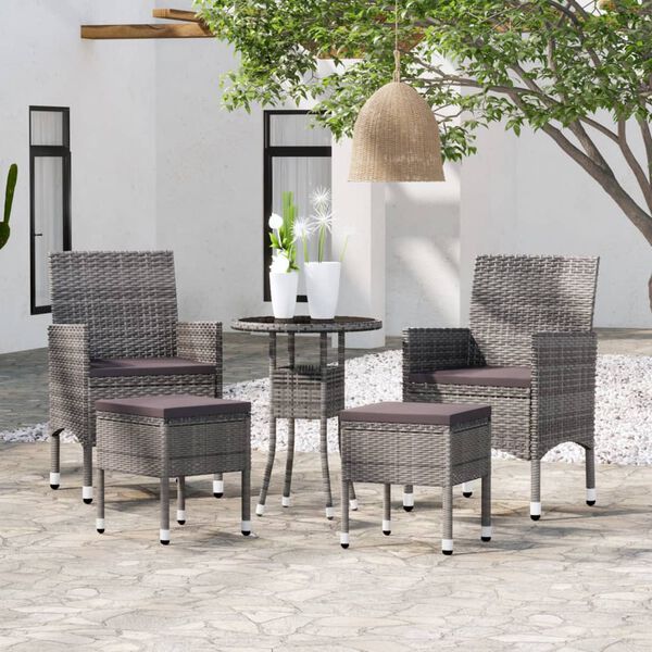 vidaXL Garden Lounge Set Grey Poly Rattan Medium Durable