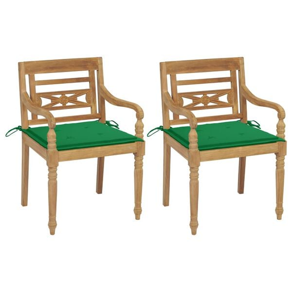 vidaXL Garden Chair Set of 2 Natural Wood Solid Teak Wood Medium