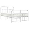 vidaXL Bed Frame White Powder-coated steel Double Bed Frame