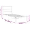 vidaXL Bed Frame White Steel Twin Bed Frame Rectangular Modern