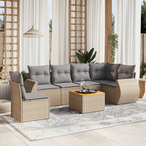 vidaXL Garden Sofa Set Beige, Light Grey PE Rattan Large Modular