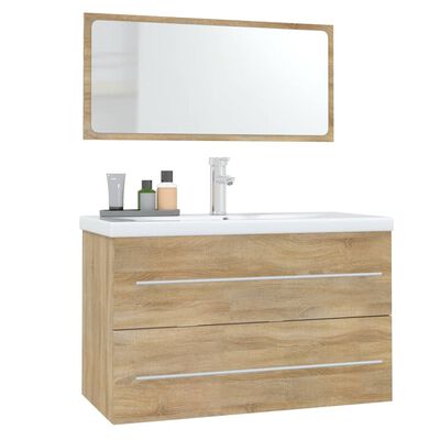 vidaXL 3 Piece Bathroom Furniture Set Sonoma Oak