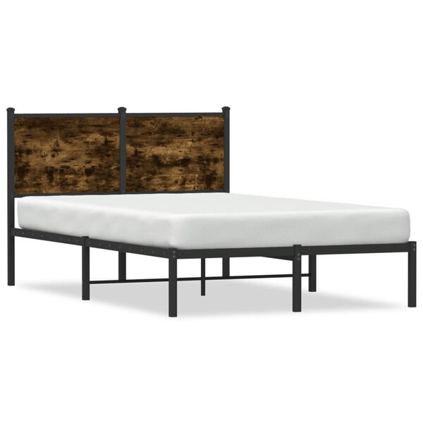 vidaXL Bed Frame Smoked Oak Steel Double Bed Frame Rectangular