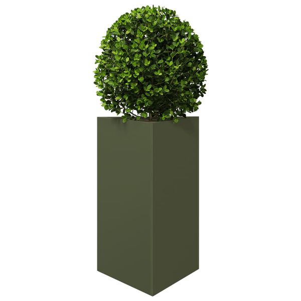 vidaXL Garden Planter Set of 2 Olive Green Steel Large Durable