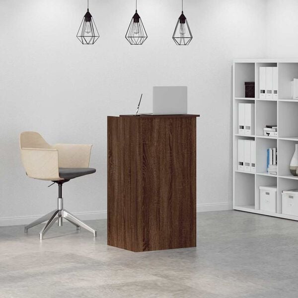 vidaXL Reception Desk Brown Oak Engineered Wood Small Reception Desk