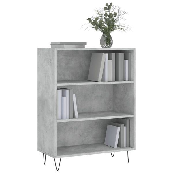 vidaXL Bookcase Concrete Grey Engineered Wood, Metal Medium Bookcase