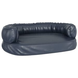 vidaXL Dog Bed Dark Blue Faux Leather Medium Dog Bed Rectangular