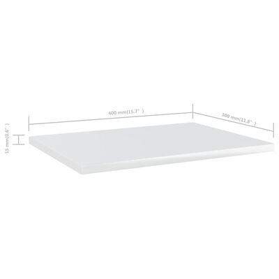 vidaXL Bookshelf Boards 4 pcs High Gloss White 15.7"x11.8"x0.6" Engineered Wood