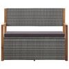 vidaXL Storage Bench 45.3" Poly Rattan and Solid Acacia Wood Gray