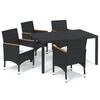 vidaXL Dining Set Black PE rattan 5 Piece 5 Piece Garden Dining Set