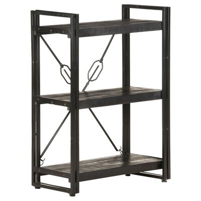 vidaXL 3-Tier Bookcase Black 23.6"x11.8"x31.5" Solid Mango Wood