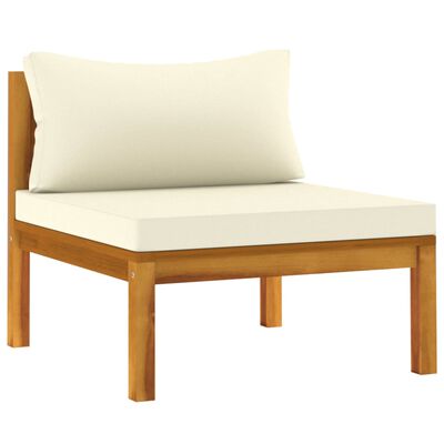 vidaXL 2 Piece Sofa Set with Cream White Cushions Solid Acacia Wood