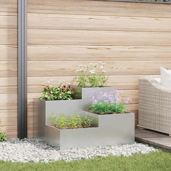 vidaXL Garden Planter Silver 100 x 100 x 60 cm Galvanized steel