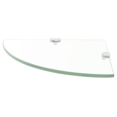 vidaXL Corner Shelf with Chrome Supports Glass Clear 9.8"x9.8"