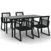 vidaXL Garden Dining Set Black PVC Rattan 5 Piece Ergonomic