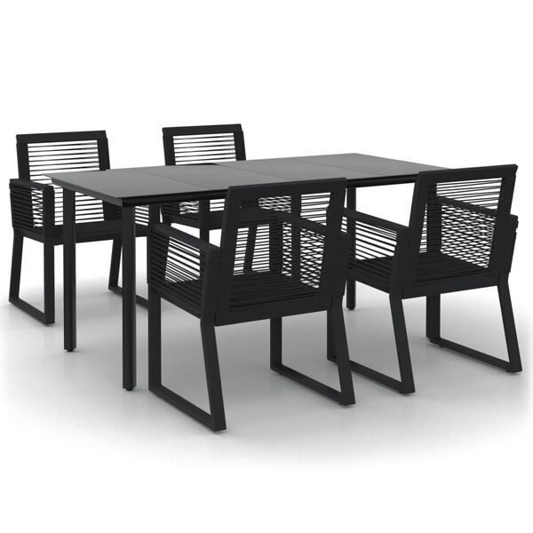 vidaXL Garden Dining Set Black PVC Rattan 5 Piece Ergonomic