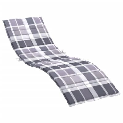 vidaXL Sun Lounger Cushion Gray Check Pattern 78.7"x23.6"x1.2" Oxford Fabric