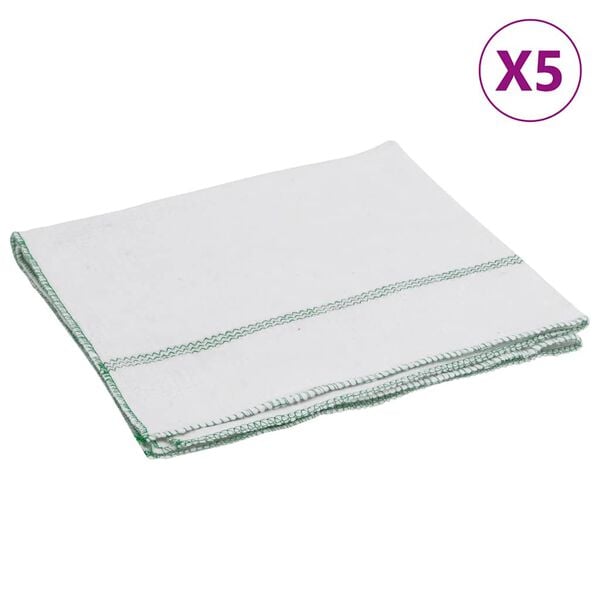 vidaXL Cleaning Cloths 5 pcs White with Green Stripes 19.7x23.6"