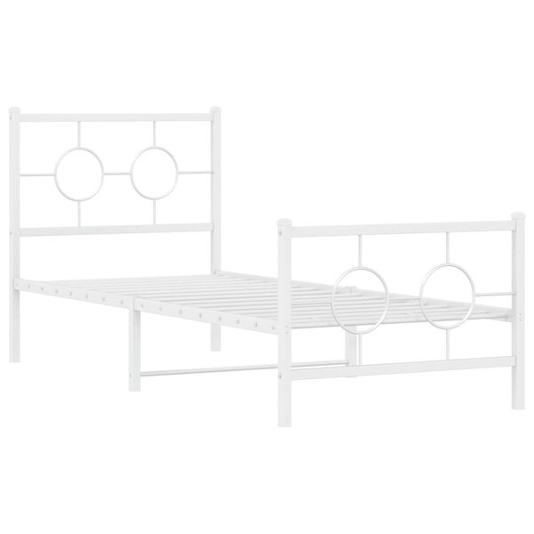 vidaXL Bed Frame White Steel 31.5 x 79 in Bed Frame Rectangular