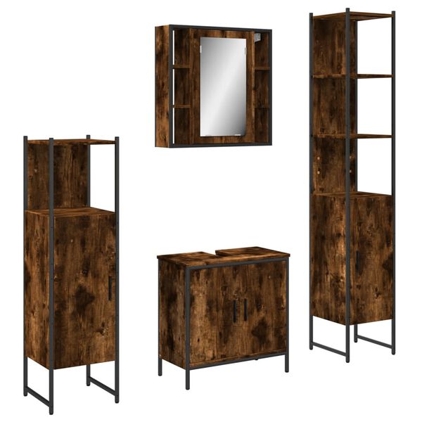 vidaXL Bathroom Cabinet Set Smoked Oak