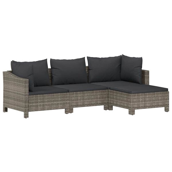 vidaXL Garden Lounge Set Gray Poly rattan Medium Durable