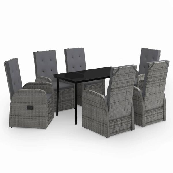 vidaXL Garden Dining Set Grey and black