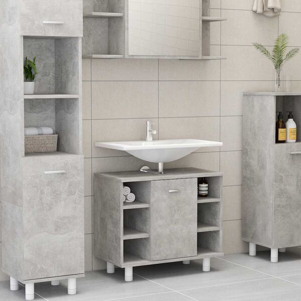 vidaXL Bathroom Cabinet Concrete Grey Engineered Wood