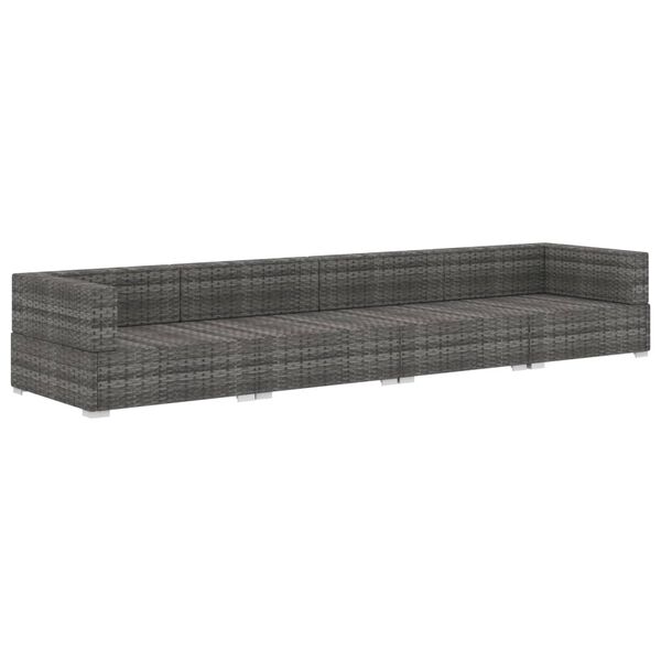 vidaXL Patio Sofa Grey poly rattan, Dark grey cushions