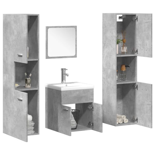 vidaXL Bathroom Furniture Set Concrete Gray, White