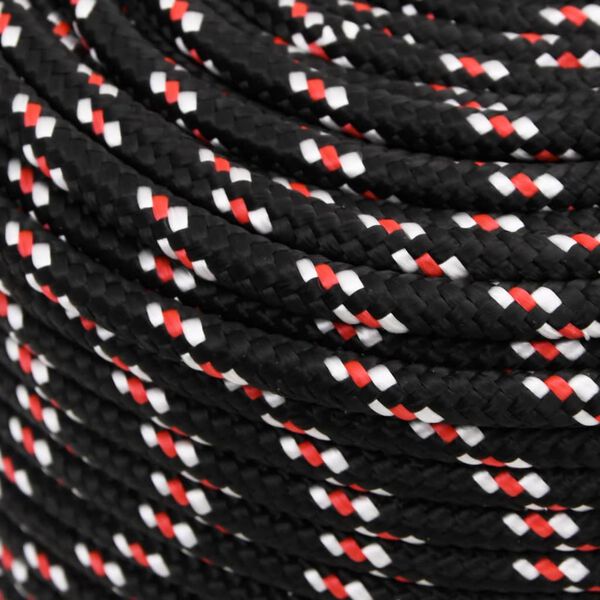 vidaXL Boat Rope Black 0.24 " 82.0 ' Polypropylene