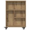 vidaXL Narrow Storage Trolley Artisian Oak 18.9x5.1x26.8" Engineered Wood