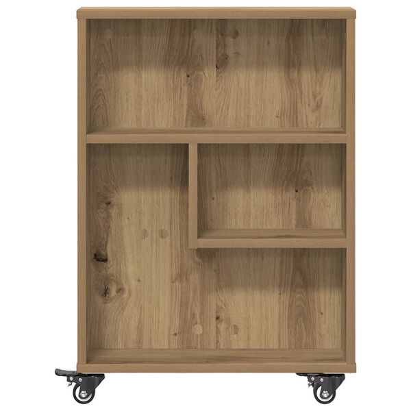 vidaXL Narrow Storage Trolley Artisian Oak 18.9x5.1x26.8" Engineered Wood