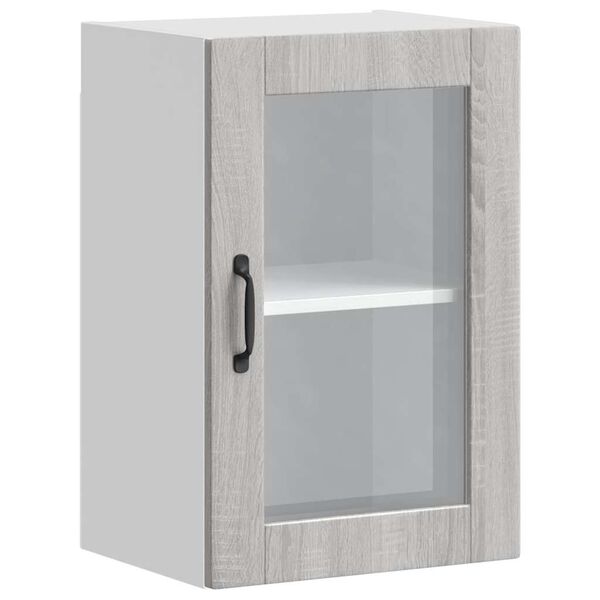 vidaXL Kitchen Wall Cabinet Grey Sonoma Engineered wood, glass Medium