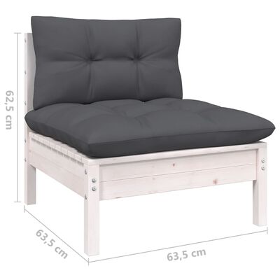 vidaXL 5 Piece Patio Lounge Set with Cushions White Pinewood