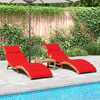 vidaXL Patio Sunlounger Set of 2 Red, Natural Solid Acacia Wood, Polyester