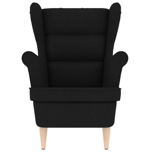vidaXL Armchair Black Polyester fabric, plywood, solid rubber wood Single