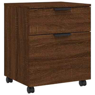 vidaXL Mobile File Cabinet with Wheels Brown Oak 17.7"x15"x21.3" Engineered Wood