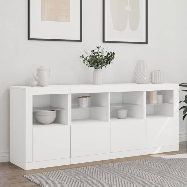 vidaXL Sideboard White Engineered wood, Glass Medium Sideboard