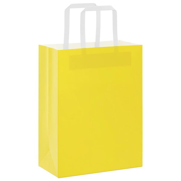 vidaXL Paper Bags 250 pcs with Handles Yellow 21x11x28 cm