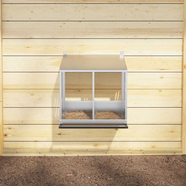 vidaXL Chicken Nesting Box Galvanized silver Cold-rolled sheet