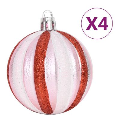 vidaXL 65 Piece Christmas Bauble Set Pink/Red/White
